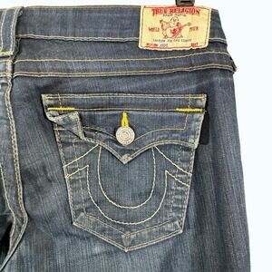 Y2K True Religion Jodie Skinny Jeans Womens 29 Dark Wash Low Rise Flap Pocket